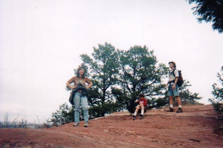 Committee members Terri, Rioux and Travers Jordan take a break at Picnic Rock - 2002.