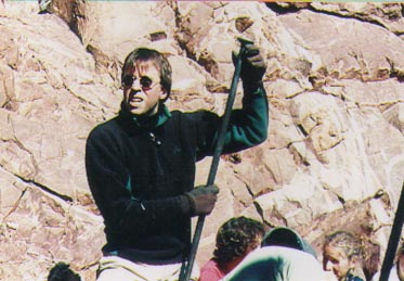 ITC regular Steve Brasen helps chip out a wider trail across a rock face in Section 16 - 1999
